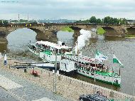 Dresden - Augustusbrücke, Dampfschiff Fahrt (Compagnie de Bateaux à vapeur)