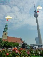 St. Marienkirche et Berliner Fernsehturm — ⑴ St. Marienkirche — ⑵ Berliner Fernsehturm
