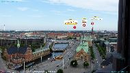 København (Copenhague) - Christiansborg Tårnet — ⑴ Turning Torso (Malmö en Suède) — ⑵ Børsen — ⑶ Vor Frelsers Kirke