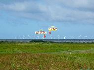 Bunkeflostrand — ⑴ Milieu du champ d'éoliennes — ⑵ Hub concentrateur du champ d'éoliennes