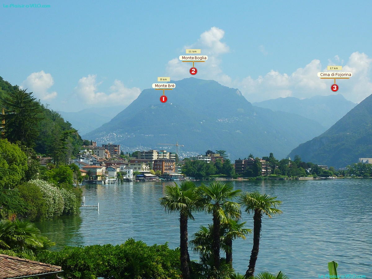 Melide (Lac de Lugano) — ⑴ Monte Brè — ⑵ Monte Boglia — ⑶ Cima di Fojorina