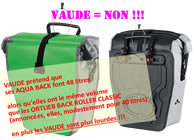 ORTLIEB vs VAUDE : Vaude prétend que ses sacoches VAUDE AQUA BACK font 48 litres. C'est faux. Elles ne sont pas plus volumineuse que celles d'Ortlieb (annoncées 40 litres). Par contre, oui, elles sont plus lourdes !!!