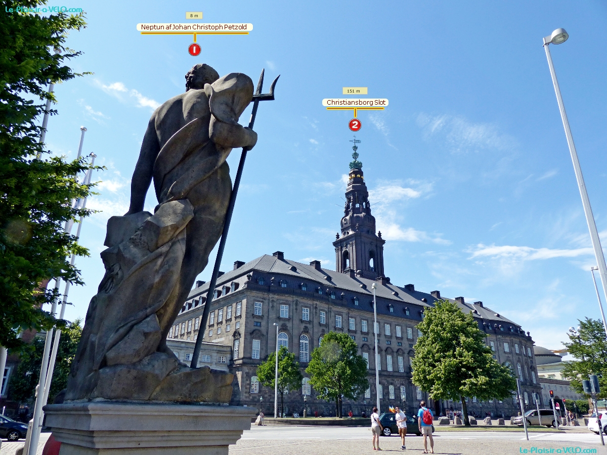 KÃ¸benhavn (Copenhague) - BÃ¸rsgade — â‘´ Neptun af Johan Christoph Petzold — â‘µ Christiansborg Slot