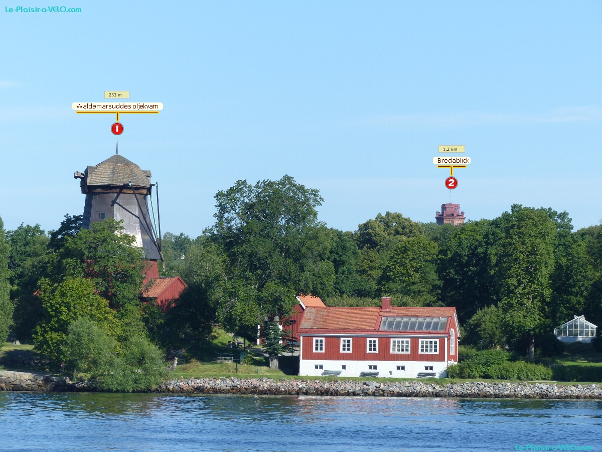 Stockholm - Saltsjön &mdash; ⑴ Waldemarsuddes oljekvarn &mdash; ⑵ Bredablick