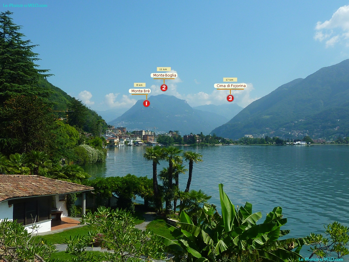 Melide - Lac de Lugano — â‘´ Monte BrÃ¨ — â‘µ Monte Boglia — â‘¶ Cima di Fojorina