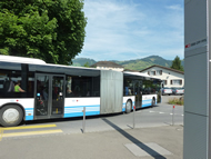 Train replacement bus, accepting our bikes and trailers in Switzerland